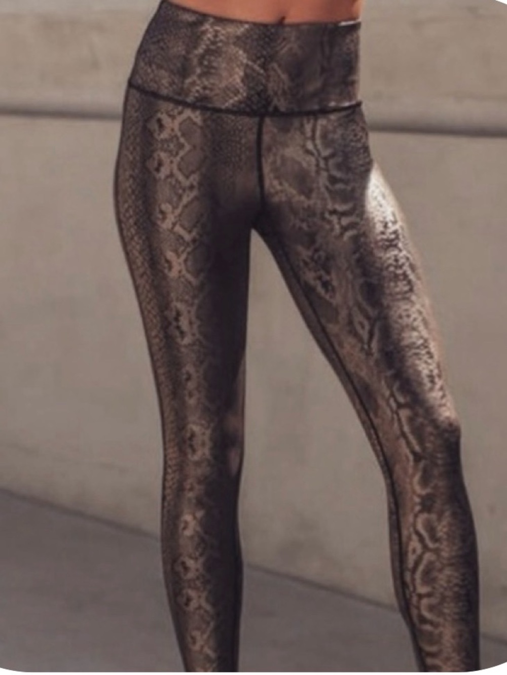 NWT Mono B L copper snake print Foil high waisted Leggings